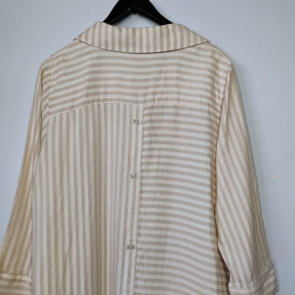 Soft Surroundings Stripes Lagenlook Asymmetrical Button Down Tunic Size Large - Picture 6 of 13